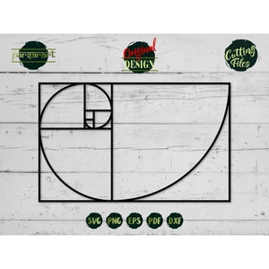Fibonacci SVG, heilige geometrie SVG, gulden snede SVG, Fibonacci spiraal clipart wiskunde SVG Boho gesneden bestand Cricut/silhouet Tattoo EPS PNG DXF