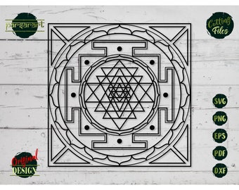 Sri Yantra SVG, Sacred Geometry SVG, Chakra SVG, Namaste Clipart Yoga Svg Boho Mandala Svg Meditation Cut File Cricut/Silhouette Eps Png Dxf