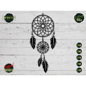 Dreamcatcher SVG, Dream Catcher Clipart piume SVG Dream Hunter Mandala Boho Vector Decor Cut File Cricut/Silhouette Sticker Eps Png Dxf