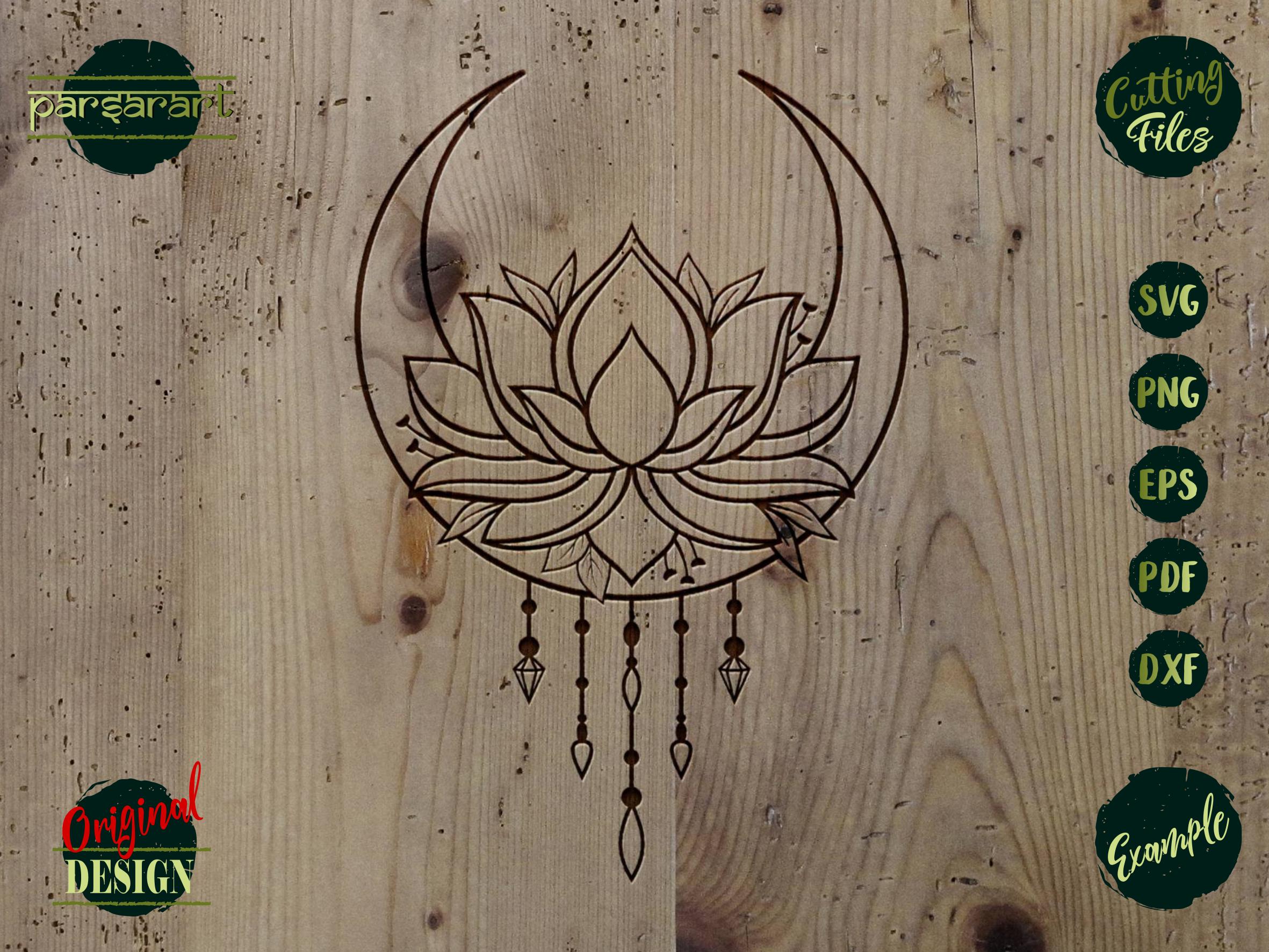 Lotus Flower SVG, Boho Moon SVG Yoga SVG Flower Clipart Namaste Boho ...