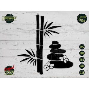 Zen Stones SVG, Zen Rocks SVG, Meditation Stones SVG Zen Yoga Svg Namaste Svg Bamboo Vector Digital Cut File Cricut/Silhouette Eps Png Dxf