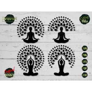 Yoga Tree SVG Bundle, Meditation SVG Yoga Clipart Chakra Namaste Relaxation Meditation Vector Digital Cut File Cricut/Silhouette Eps Png Dxf