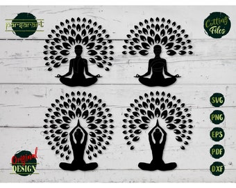 Yoga Tree SVG Bundle, Meditation SVG Yoga Clipart Chakra Namaste Relaxation Meditation Vector Digital Cut File Cricut/Silhouette Eps Png Dxf