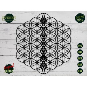 Flower Of Life SVG, 7 Chakras SVG, Namaste Clipart Yoga Svg Mandala Svg Meditation Sacred Geometry Cut File Cricut/Silhouette Eps Png Dxf