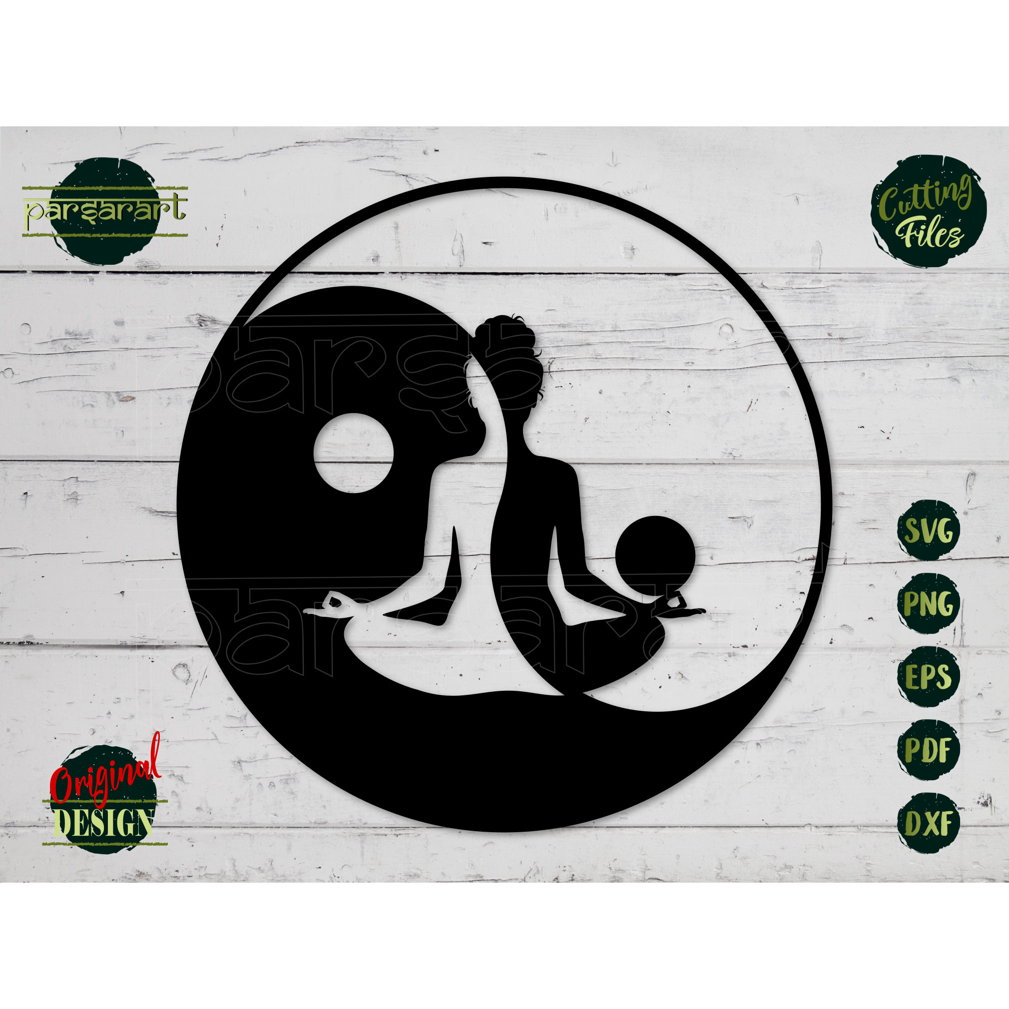 Yin and Yang SVG, Yoga Girl SVG Yin Yang Clipart Tai Chi Symbol