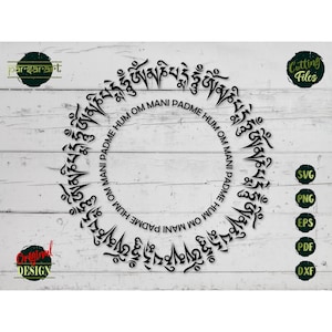 Mantra SVG, SVG Om Mani Padme, clipart bouddhiste, yoga SVG, Svg de Mandala, vecteur de méditation, fichier numérique coupé Cricut/Silhouette Eps Png Dxf
