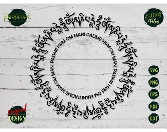 Mantra SVG, Om Mani Padme SVG, Buddhist Clipart, Yoga SVG, Mandala Svg, Meditation Vector, Digital Cut File Cricut/Silhouette Eps Png Dxf