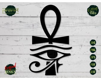 Eye of Horus SVG, Ankh Cross SVG Egyptian Symbol SVG Hieroglyphs Vector Egypt Eye Clipart Digital Cut File Cricut/Silhouette Eps Png Dxf