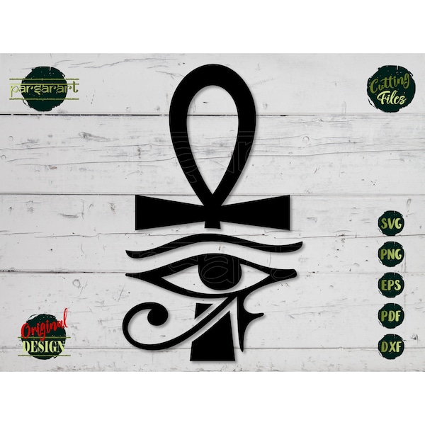 Eye of Horus SVG, Ankh Cross SVG Egyptian Symbol SVG Hieroglyphs Vector Egypt Eye Clipart Digital Cut File Cricut/Silhouette Eps Png Dxf