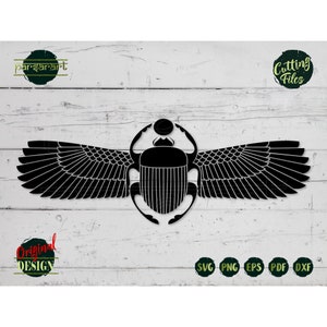 Ägyptischer Skarabäus SVG, Käfer SVG Ägyptisches Symbol SVG Hieroglyphe Clipart Bug Insekt Flügel Vektor Digital Cut-Datei Cricut/Silhouette Eps Png Dxf