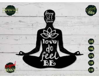 Relaxation SVG, Lotus Flower SVG, Yoga Clipart, Yoga SVG, Namaste Svg Love Meditation Vector Digital Cut File Cricut/Silhouette Eps Png Dxf