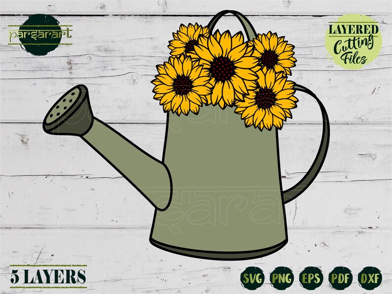 Download Sunflower in Watering Can SVG Layered SVG Gardening SVG | Etsy