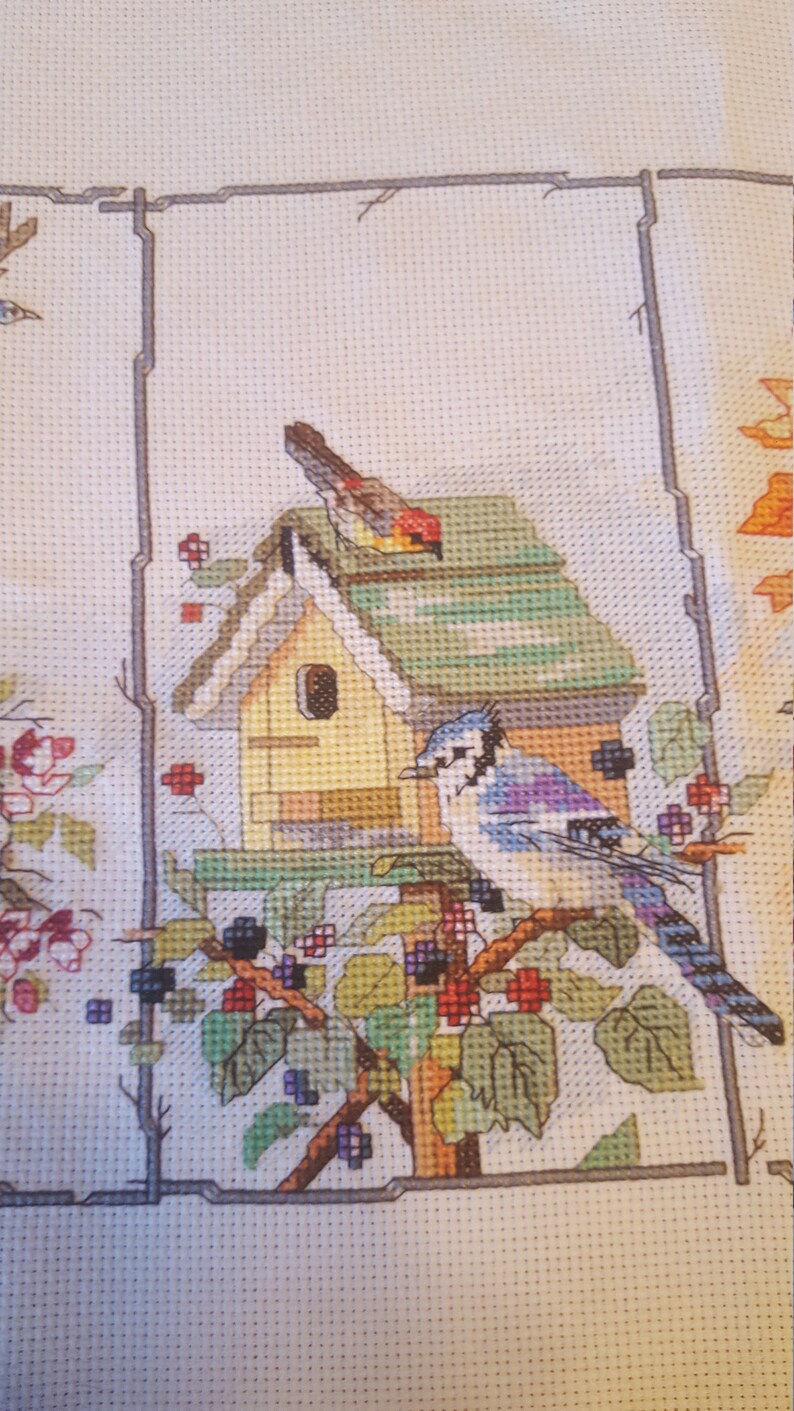 Finished Counted Cross Stitch Four Seasons Birds - Etsy