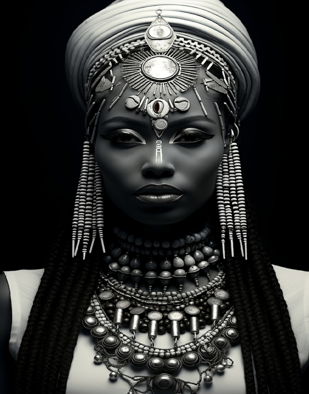 African Queen Art. Black and White Poster. Extra Large Wall Etsy