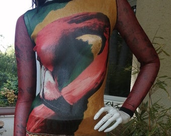 Top Jean Paul Gaultier z dzianiny w stylu vintage, rozmiar S