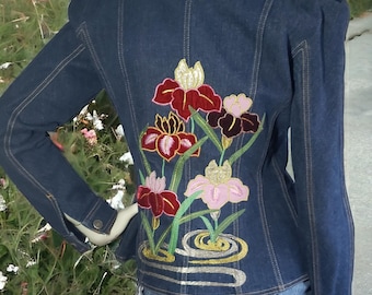 Vintage Christian Dior "Bar" jacket by John Galliano in denim and embroidery size S or M