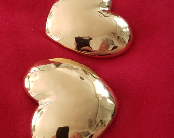 Boucles D'oreilles Clips Dorées Signées Yves Saint Laurent Paris - Vintage, En Excellent état