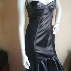 Jean Paul Gaultier Sublime strapless zwarte kunstleren jurk maat M