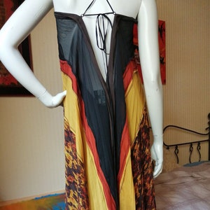 Bonito vestido de seda ligero sin espalda Jean Paul Gaultier tamaño de malla vintage S M
