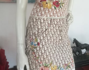 Christian Dior by Galliano monogram beige skirt and top set size S M