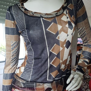Joli top blouse top soie Jean Paul Gaultier maille imprimé taille  M