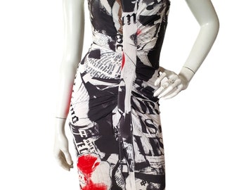 Iconic vintage dress John Galliano Gazette newspaper print size S M