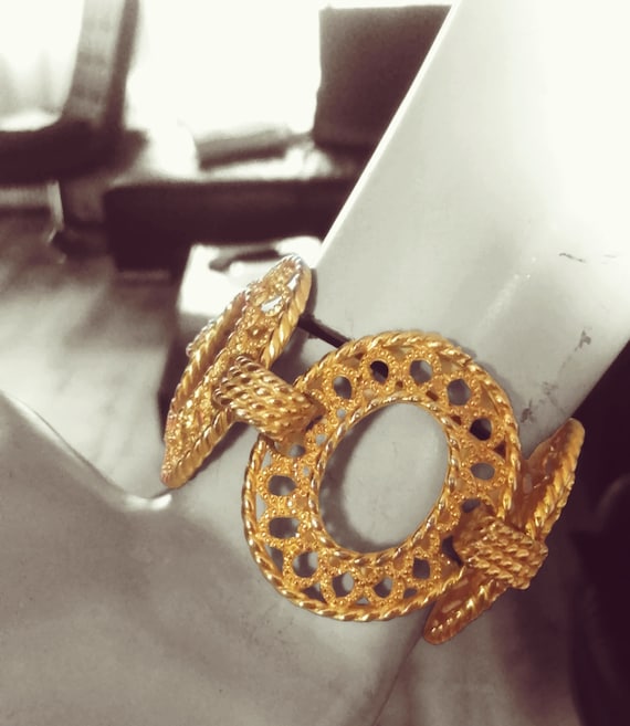 Christian Dior GERMANY ゴールドバングル ヴィンテージ 1958 Grosse Bracelet Dior Designer Leaf Wrap Spring-Clamp