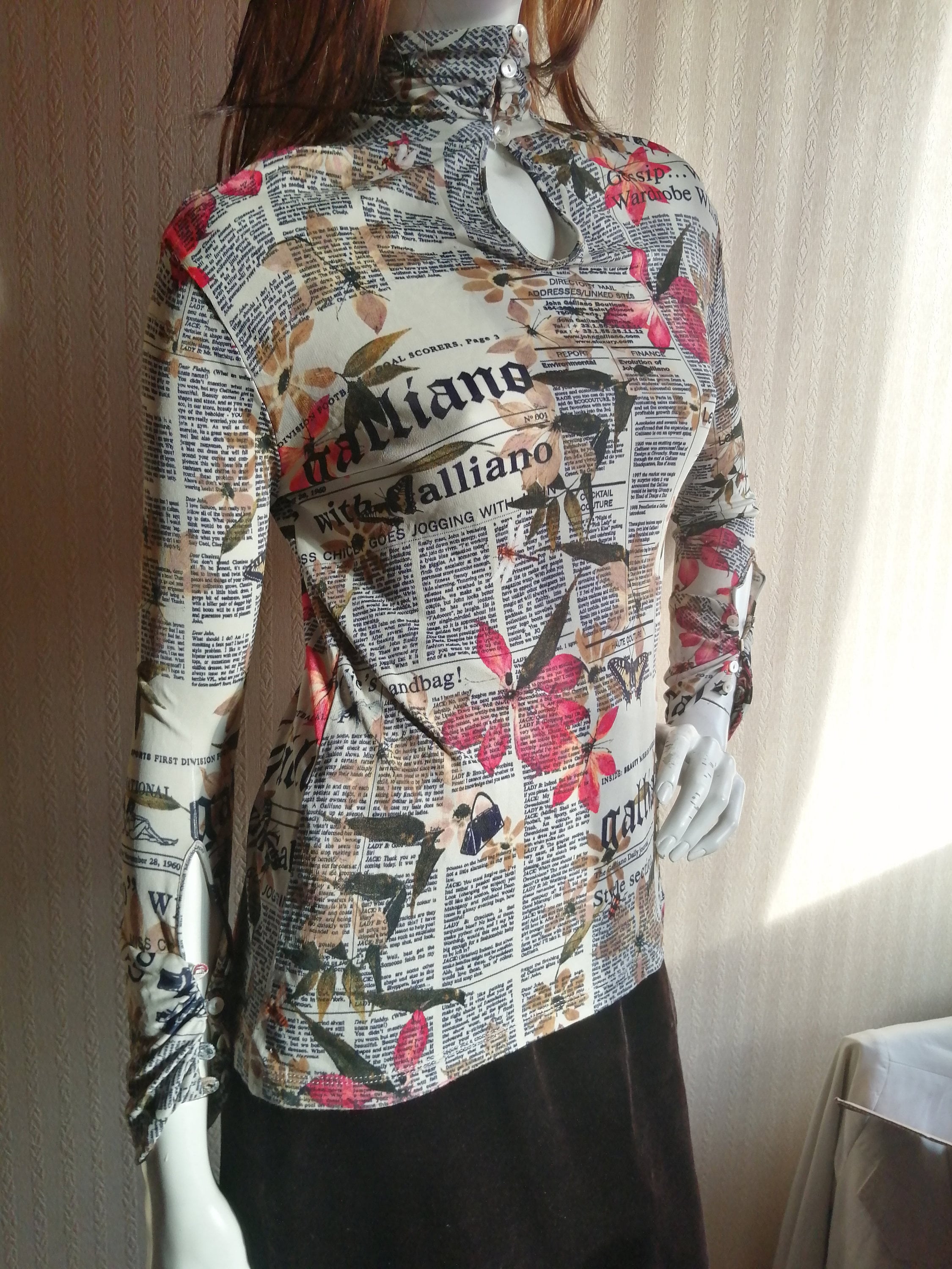 トップス 02ss archive John galliano tops Vintage John Galliano Newspaper Sleeveless T-shirt Tank Top