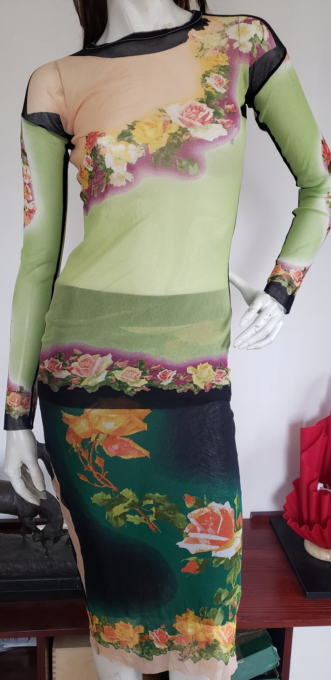 Ensemble Vintage Collector Jean Paul Gaultier Les Danseuses - Jupe Et Top Rouge, Taille S, Très Bon état