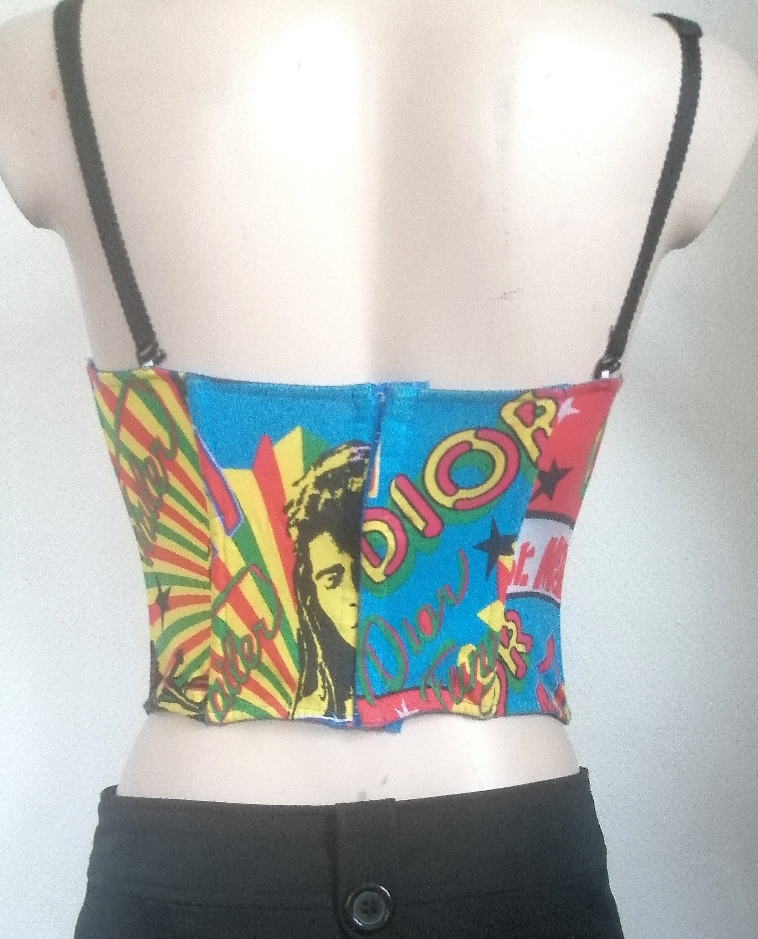Christian Dior Rare Bustier Top John Galliano Vintage Rasta Christian Dior Rare Bustier Top John Galliano Vintage Rasta