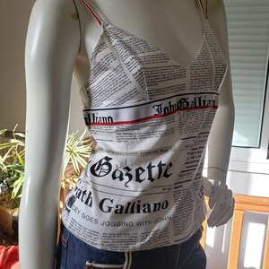 John Galliano vintage tank top with iconic Gazette newspaper print size M