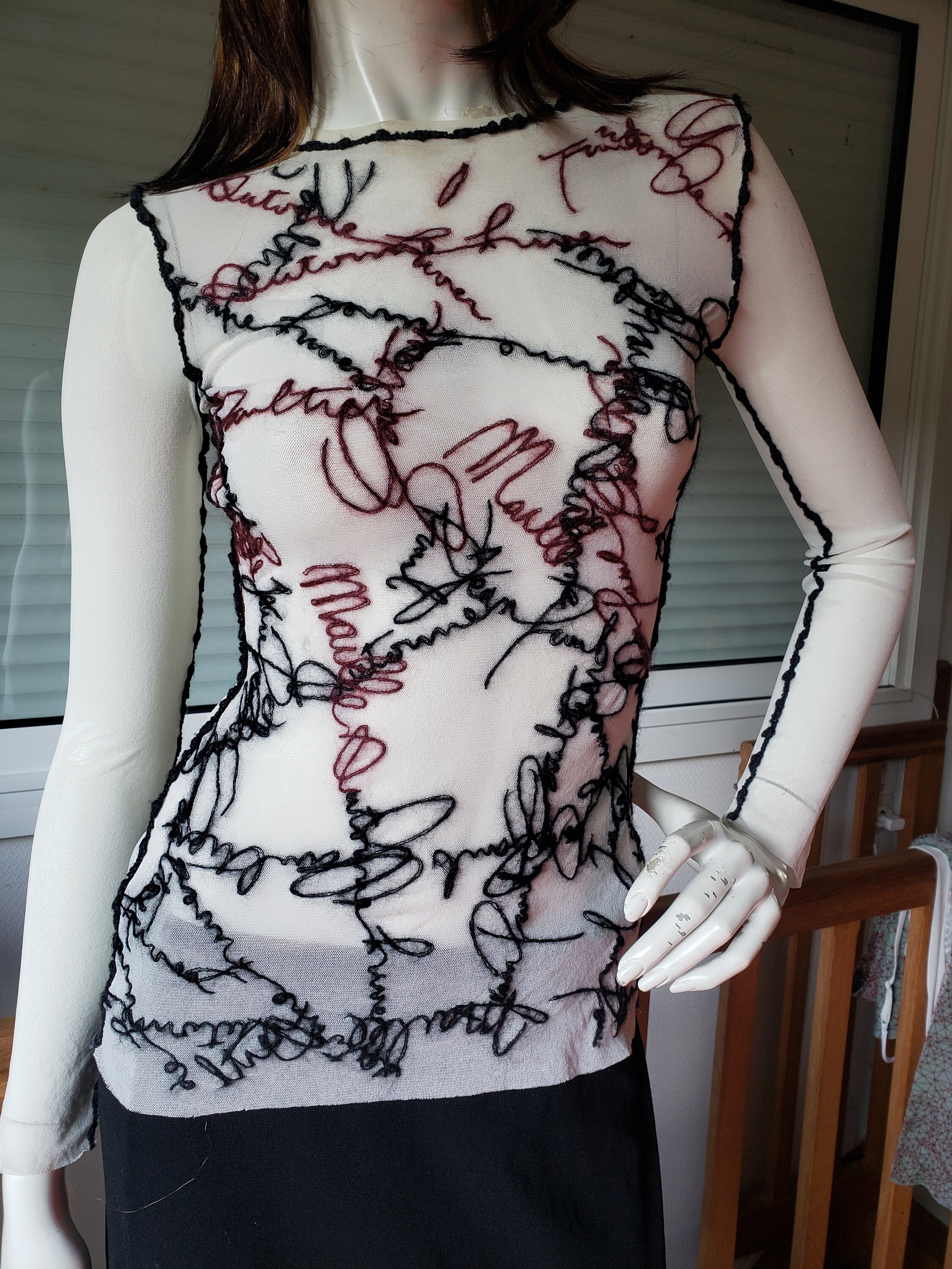 JEAN PAUL GAULTIER French catacombs mesh tattoo top
