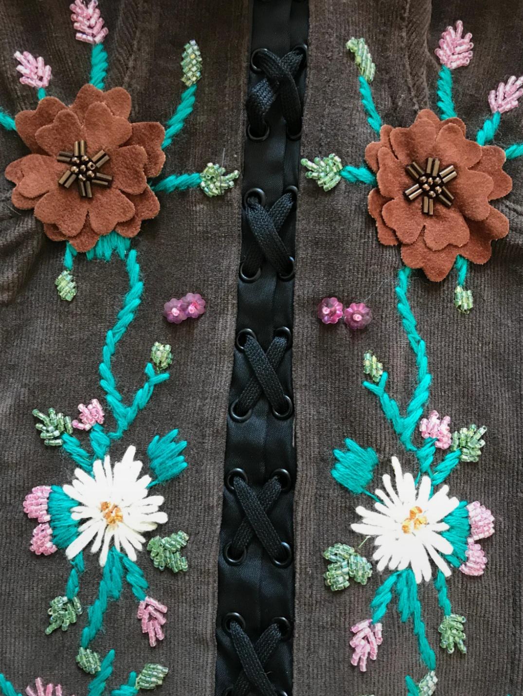 D&G Dolce Gabbana Bustier Corset Top Brown Floral Embroidery