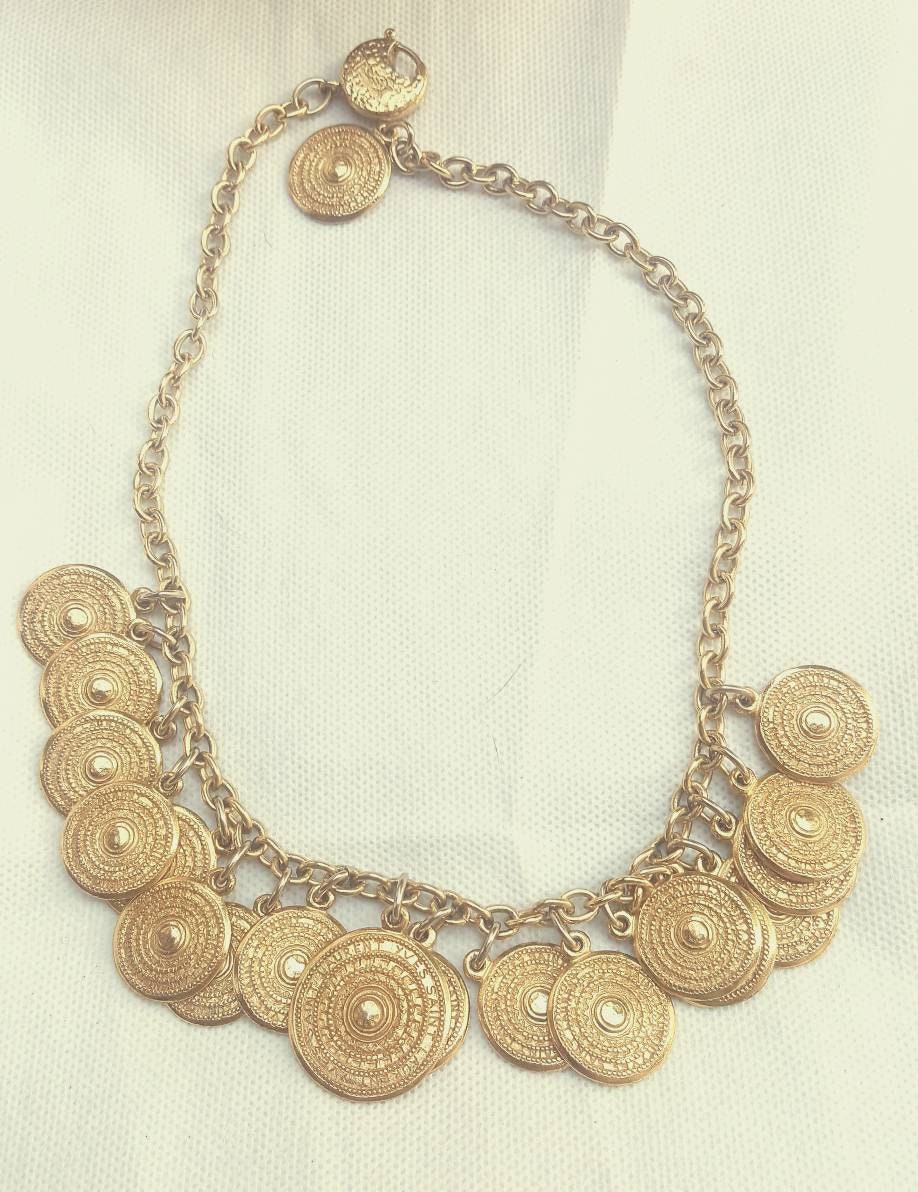 Rare Vintage Necklace Yves Saint Laurent YSL Piece Gilded 
