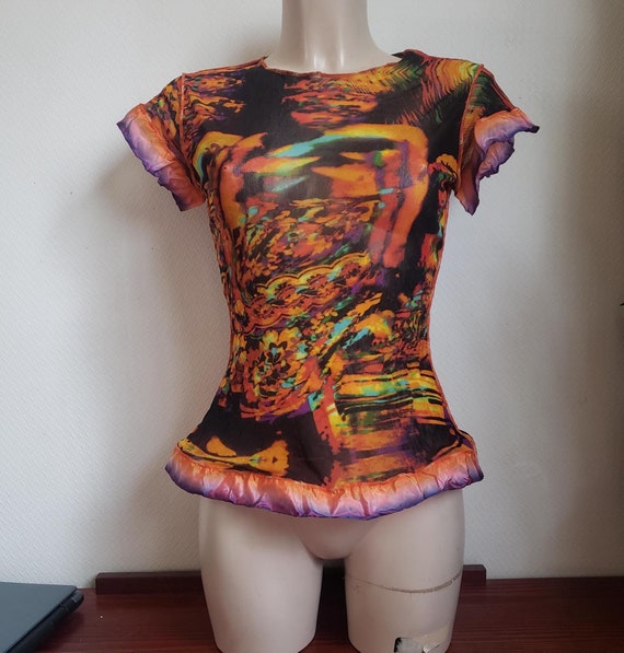 Vintage Jean Paul Gaultier Printed Mesh T_shirt Top Size S M 38 - Etsy