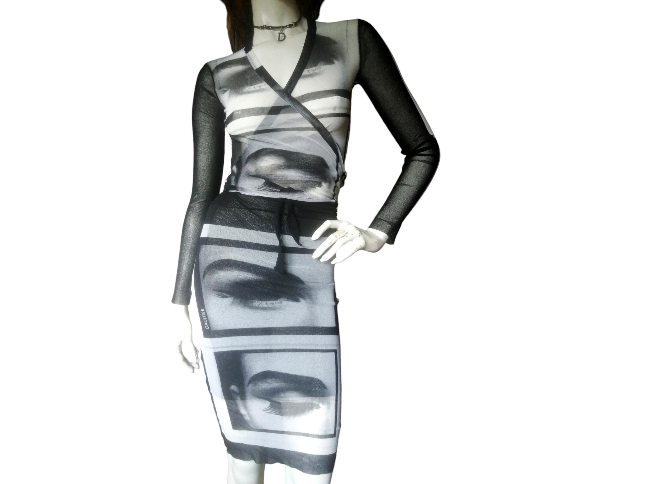 Top Wrap Skirt Tattoo Jean Paul Gaultier Sun Mesh Printed Top Wrap Skirt Tattoo Jean Paul Gaultier Sun Mesh Printed