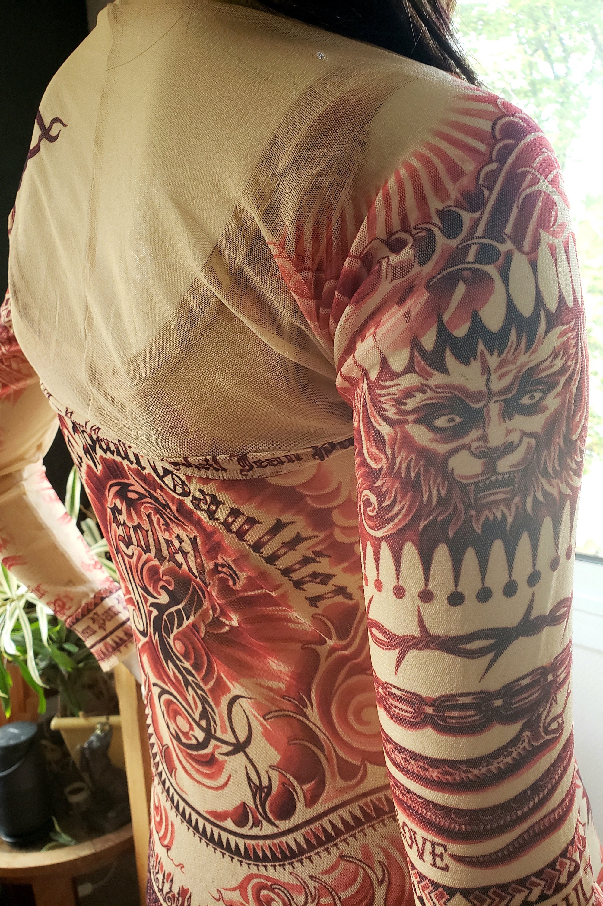 Jean Paul Gaultier Vintage Dragon Print Mesh Tattoo Dress Jean Paul Gaultier Vintage Dragon Print Mesh Tattoo Dress