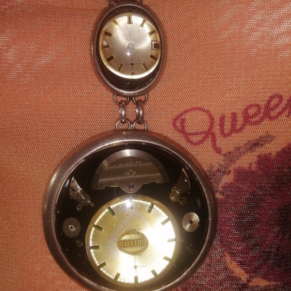 collier Jean Paul Gaultier en métal argent montre gousset et sa bague