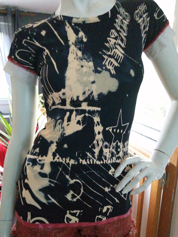 Top Jean Paul Gaultier vintage mesh tattoo T-shirt
