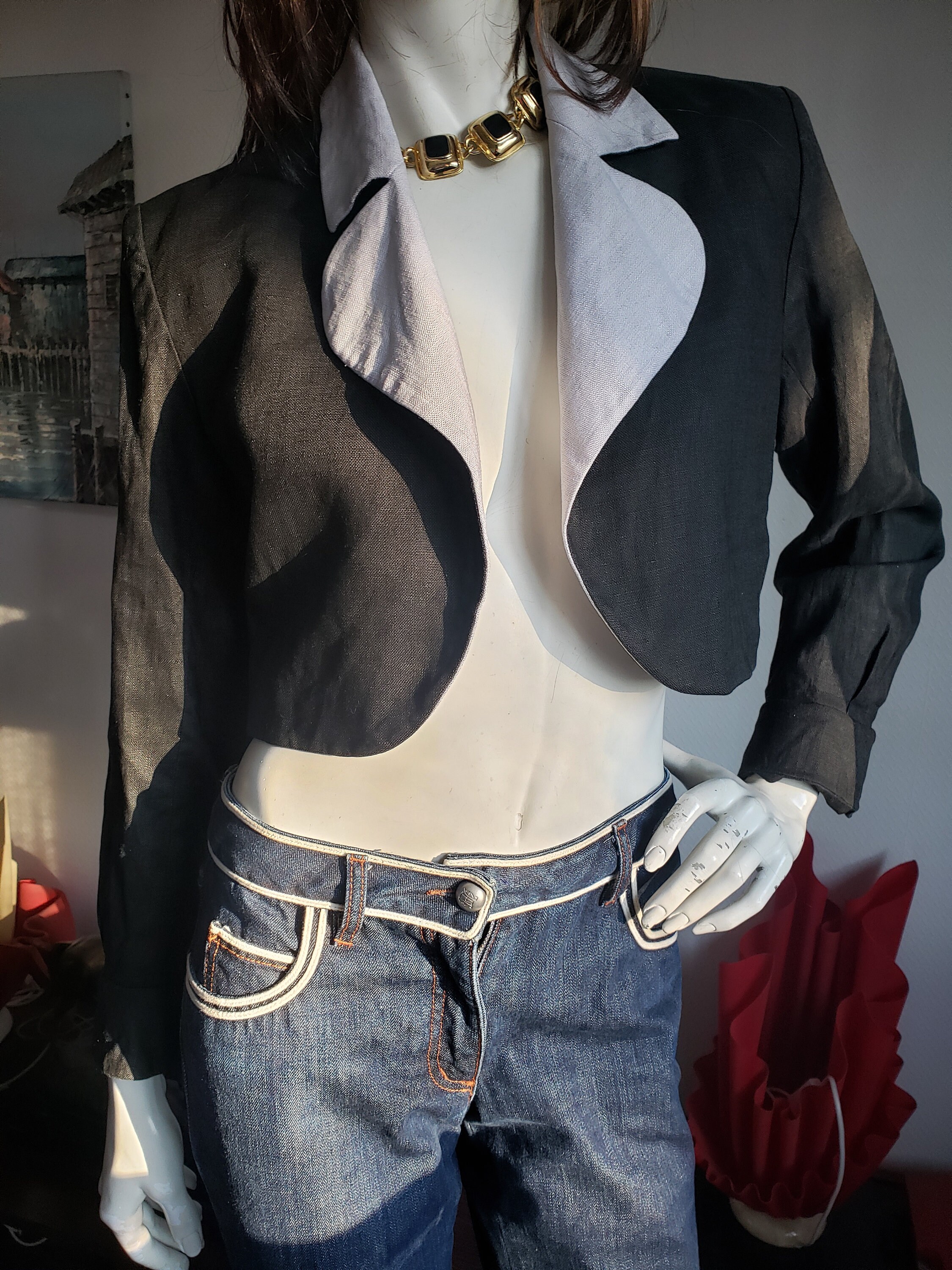 Short Bolero Jacket Yves Saint Laurent Rive Gauche Vintage Size
