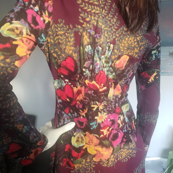 Sublime vestido largo Jean Paul Gaultier JPG estampado ramo floral vintage Talla S M