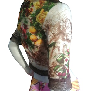Crop top Jean Paul Gaultier mesh tattoo very colorful vintage floral print