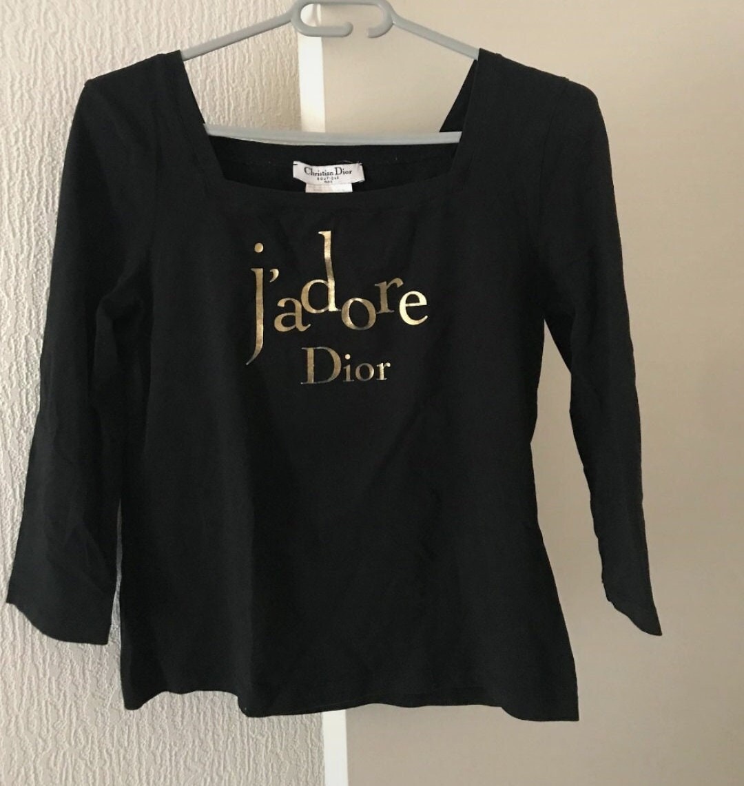 Vintage J'adore Dior (galliano) Christian Black T-shirt Top Vintage J'adore Dior (galliano) Christian Black T-shirt Top