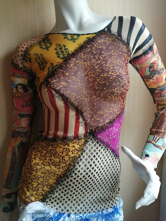 Top mesh mesh tattoo vintage Jean Paul Gaultier pr