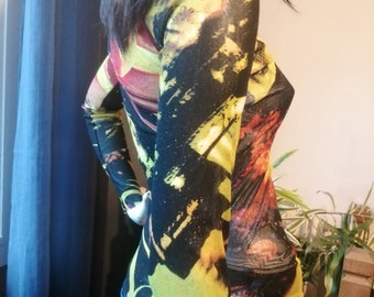 Camiseta de malla con estampado de planetas vintage de Kenzo Jeans, talla S