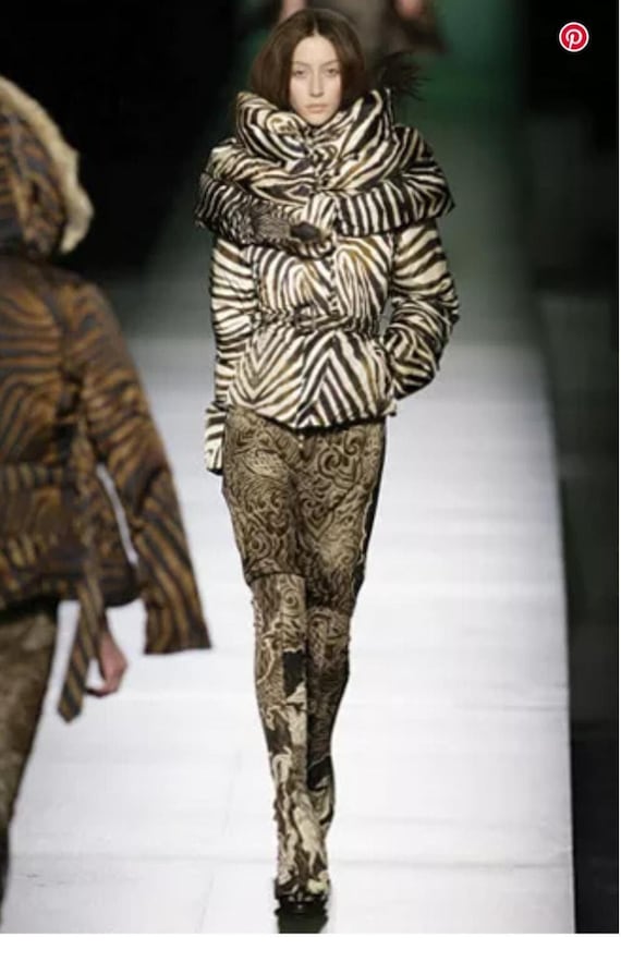 Jean Paul Gaultier Quilted Coat With Zebra Animal Print Size S M