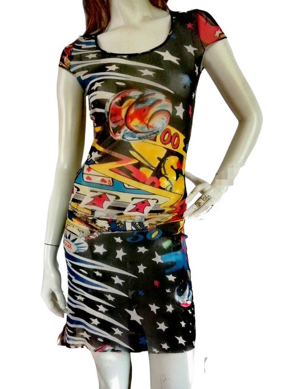 Buy Kenzo Jean s Vintage Long Dress With Casino Print Mesh Size S Online in India Etsy