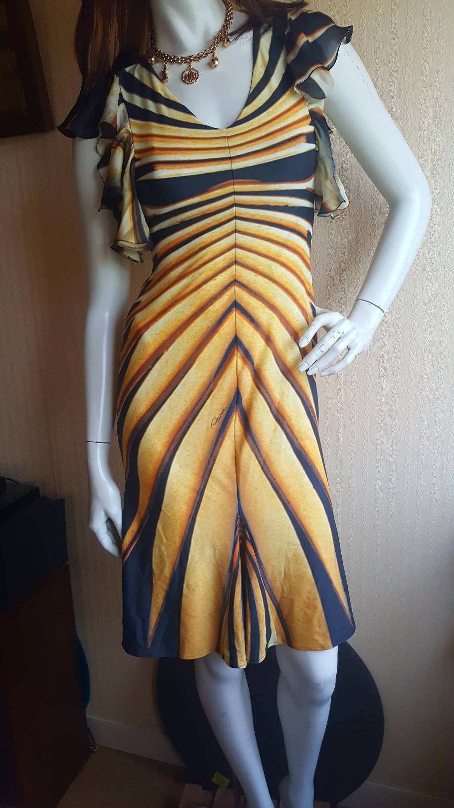 Very Pretty Roberto Cavalli Dress With Animal Print Silk Sleeves, Size M L  - Etsy