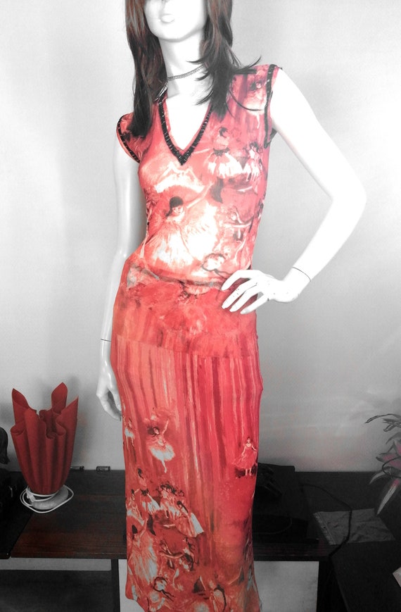 Jean Paul Gaultier Top Skirt in Degas Dancer Print Knit