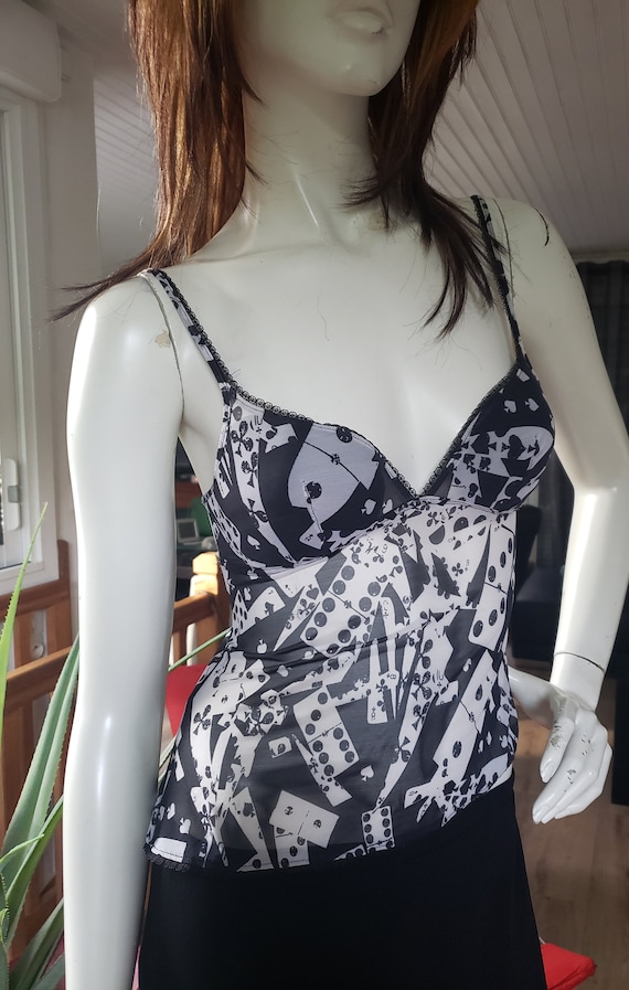 Christian Dior ドミノ Christian Dior by John Galliano Vintage Domino Print Bustier